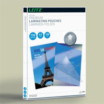 Meleglamináló fólia, 100 mikron, A3, fényes, UDT technológiával, LEITZ "iLam"