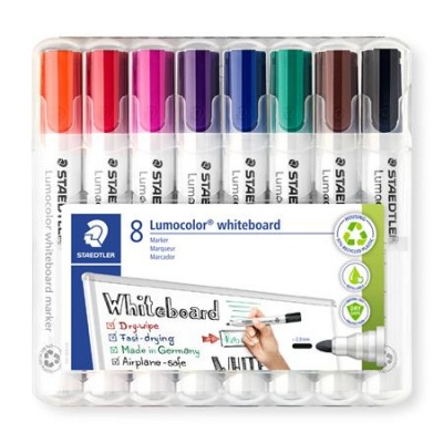 Táblamarker készlet, 2 mm, kúpos, STAEDTLER "Lumocolor® 351", 8 különböző szín