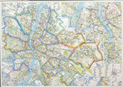 Falitérkép, 100x140 cm, fémléces, Budapest térképe STIEFEL