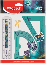 Vonalzókészlet, műanyag, törhetetlen, 3 darabos, MAPED „Dragon sárkány”